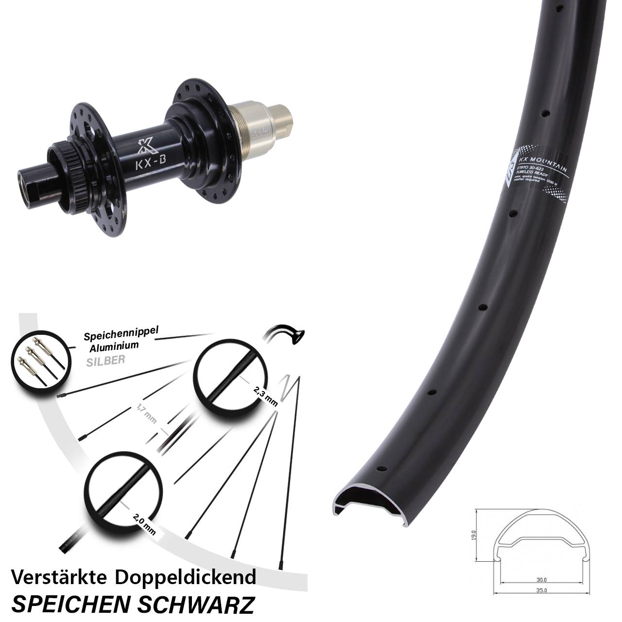 29 Zoll KX-B Mountain Boost Disc Laufrad 12x148 SRAM XD