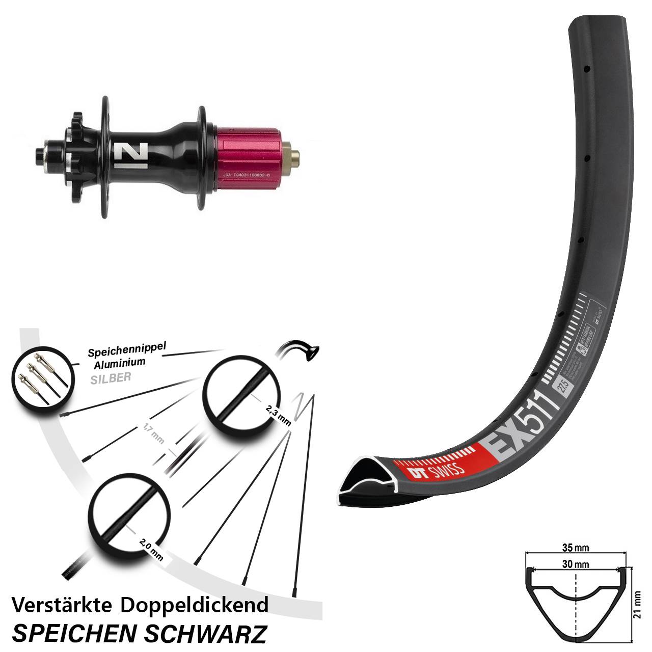 Disc Laufrad für Schnellspanner 29 Zoll DT Swiss EX 511 Novatec Superlight 8-12 fach