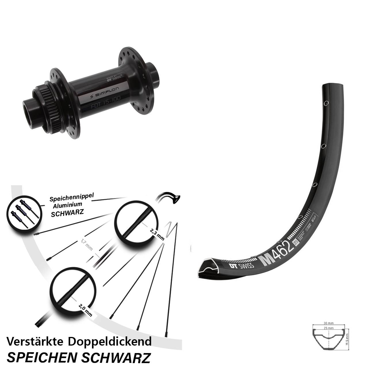 650B DT Swiss M 462-370 Disc Laufrad 15x100