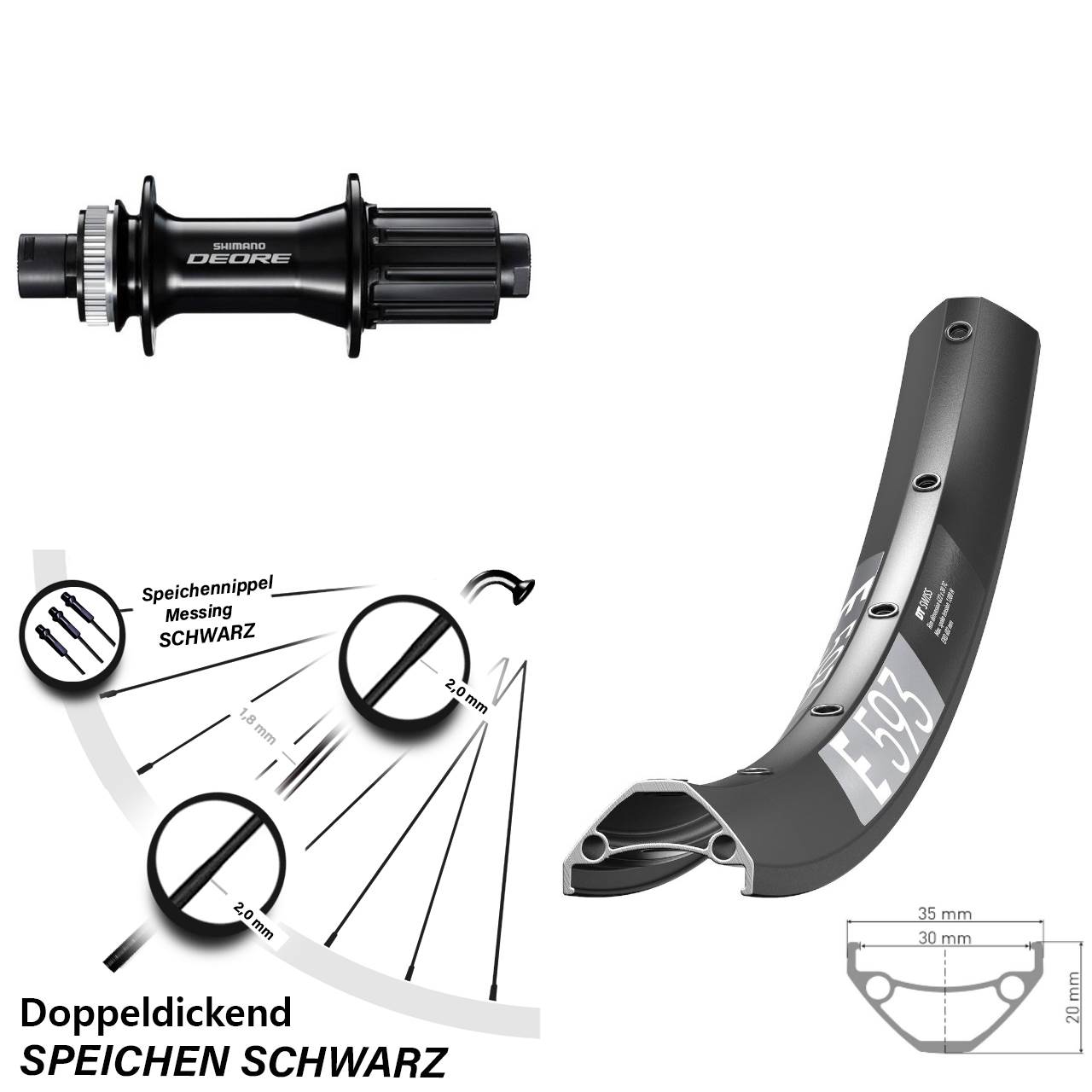 Boost Disc Hinterrad 12x148 650B DT Swiss E593 Shimano FH-M6010-B 8-11 fach HG