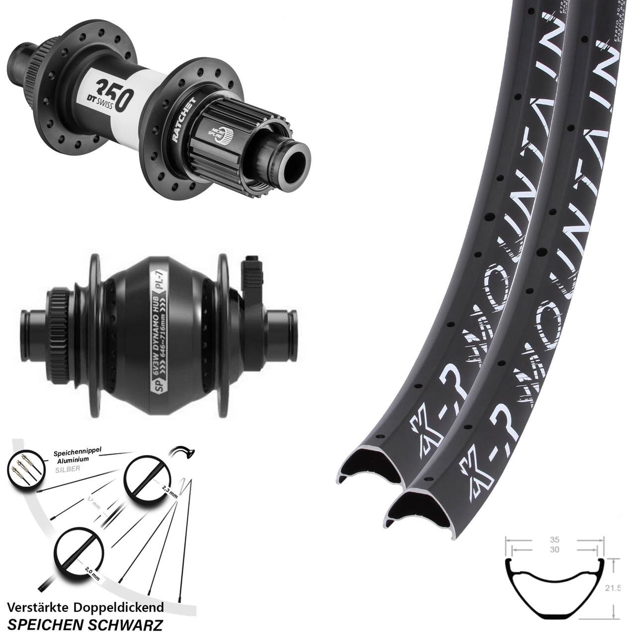 27,5 Zoll KX-R Mountain SP PL-7 DT Swiss 350 Micro Spline Disc Laufradsatz 12x100/142