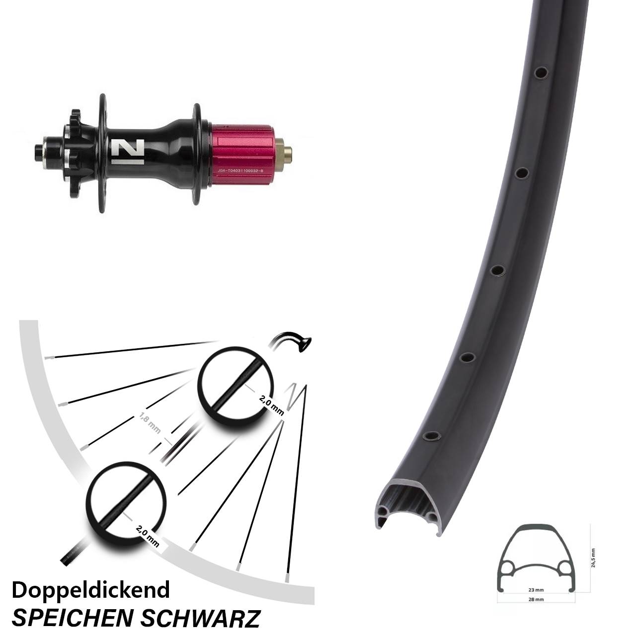 Ambrosio Sport Novatec D792 28 Zoll Disc Laufrad QR 8-12 fach HG