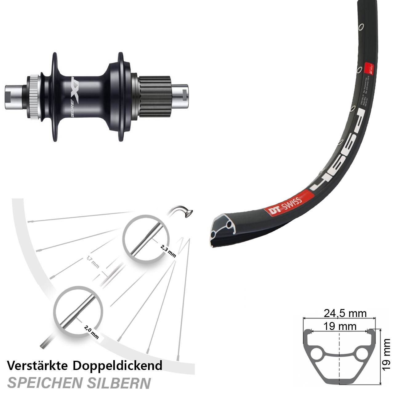 DT Swiss 466 Shimano Deore XT FH-M8110 29 Zoll Disc Hinterrad 12x142 Micro Spline