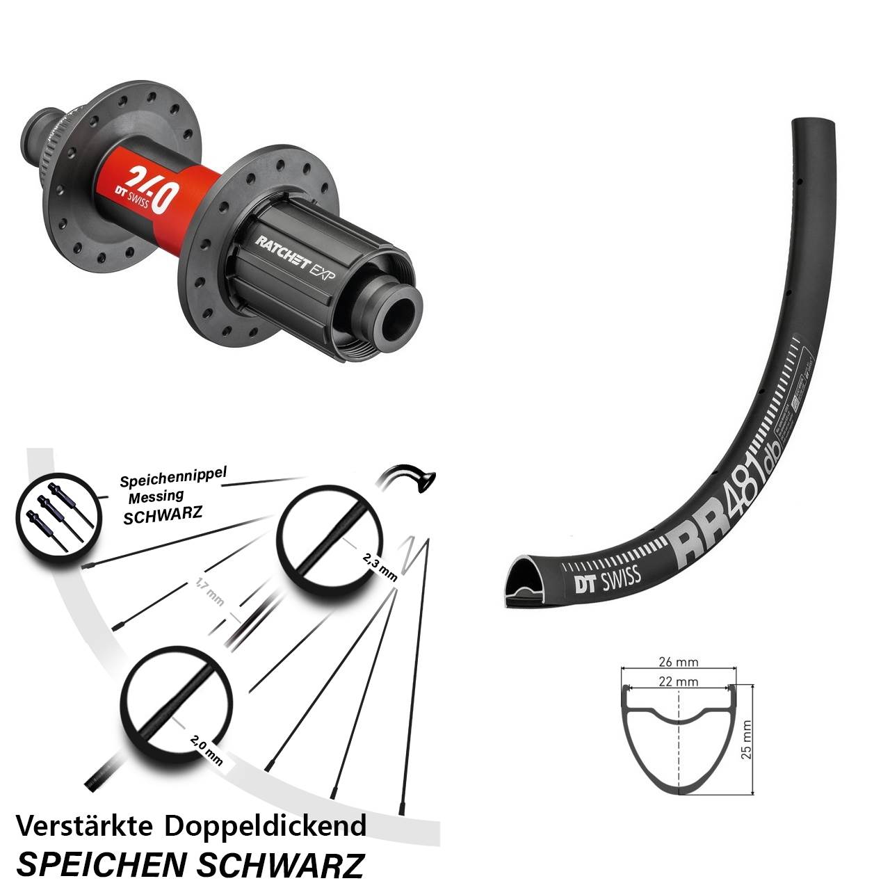Disc Laufrad 28 Zoll DT Swiss RR 481 DT Swiss 240 EXP 11-12 fach HG 12x142