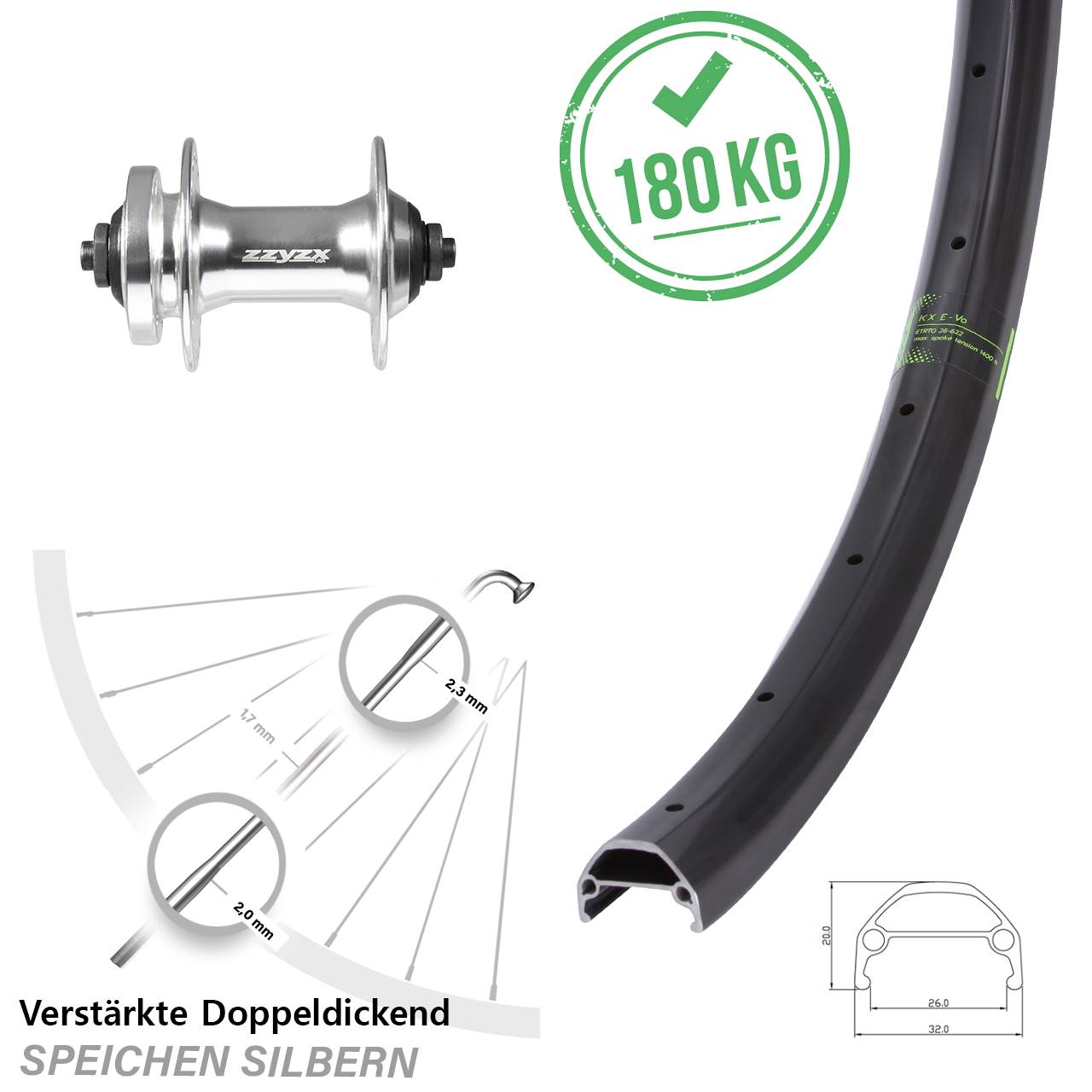 Disc Vorderrad 20 Zoll KX Evo Formula DC-21 QR