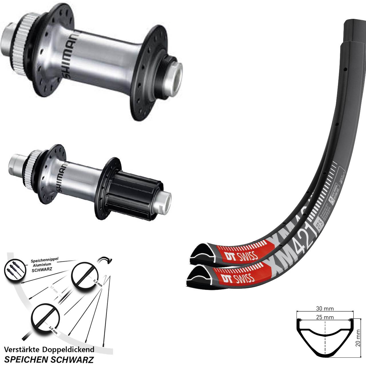 Centerlock Laufradsatz 12x100/142 650B DT Swiss XM421 Shimano GRX Shimano RS770 8-12 fach