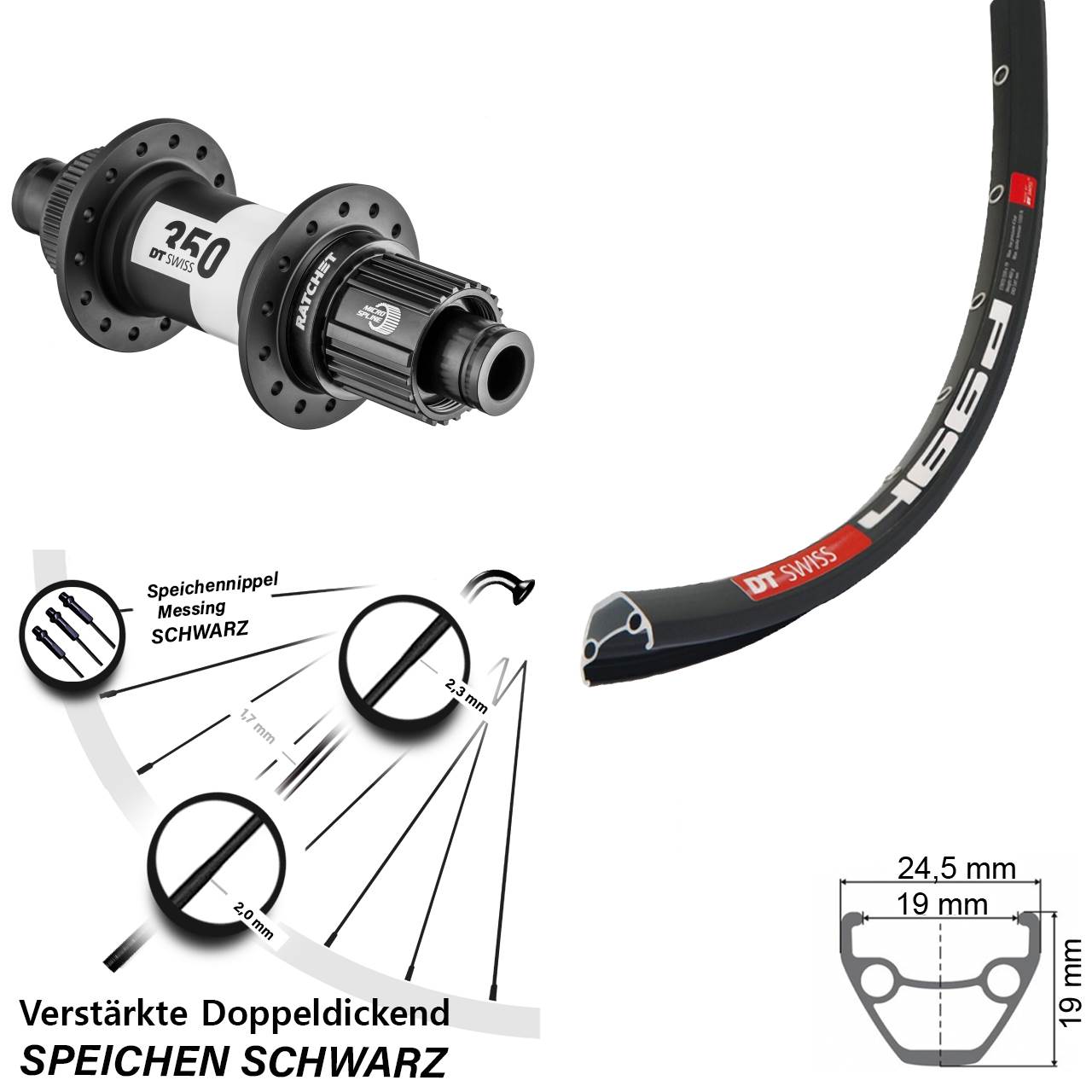 Disc Laufrad 12x142 28-29 Zoll DT Swiss 466d-350 Ratchet 36 Shimano Micro Spline