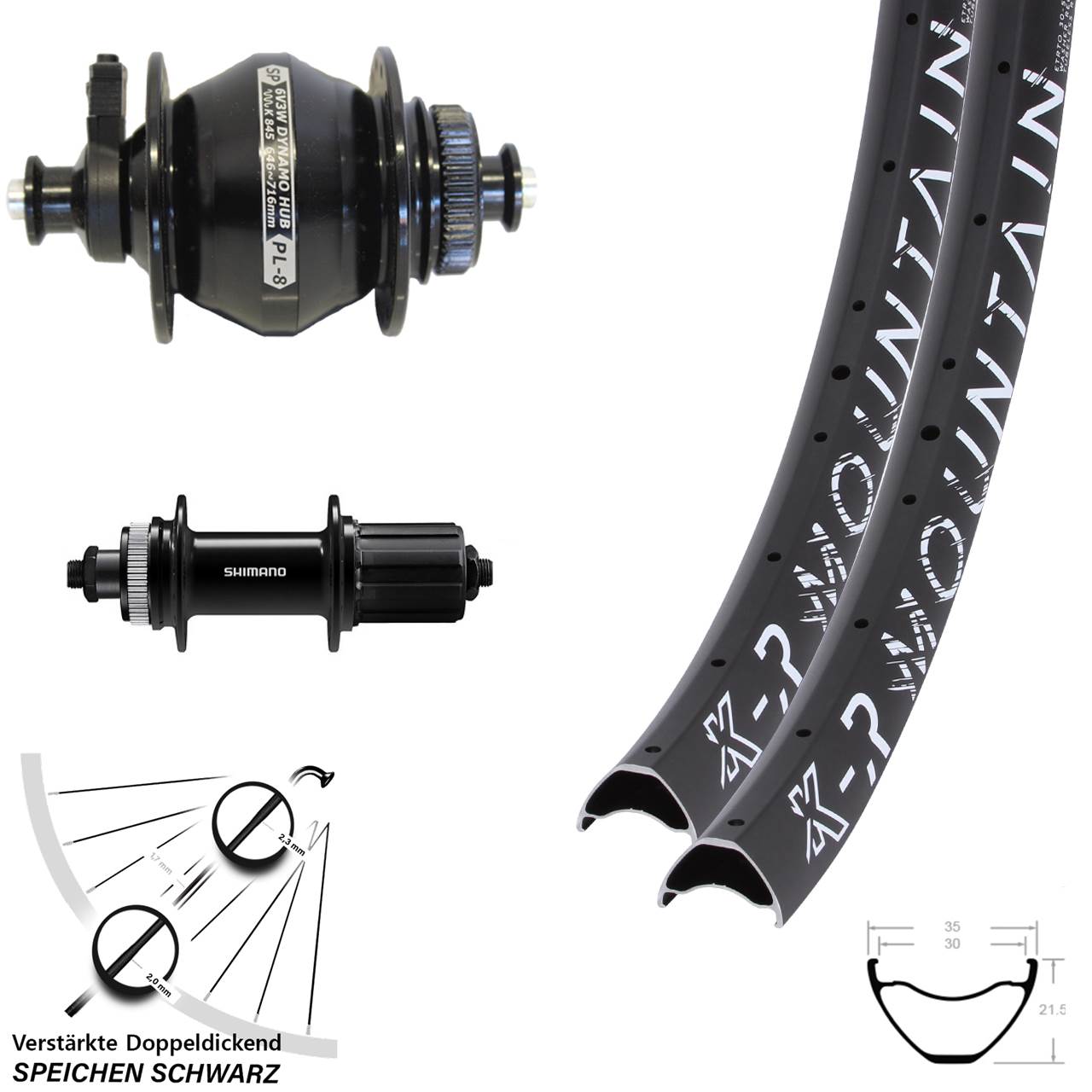 Centerlock Laufradsatz QR 27,5 Zoll 29 KX-R Mountain Shimano FH-QC400 SP PL-8