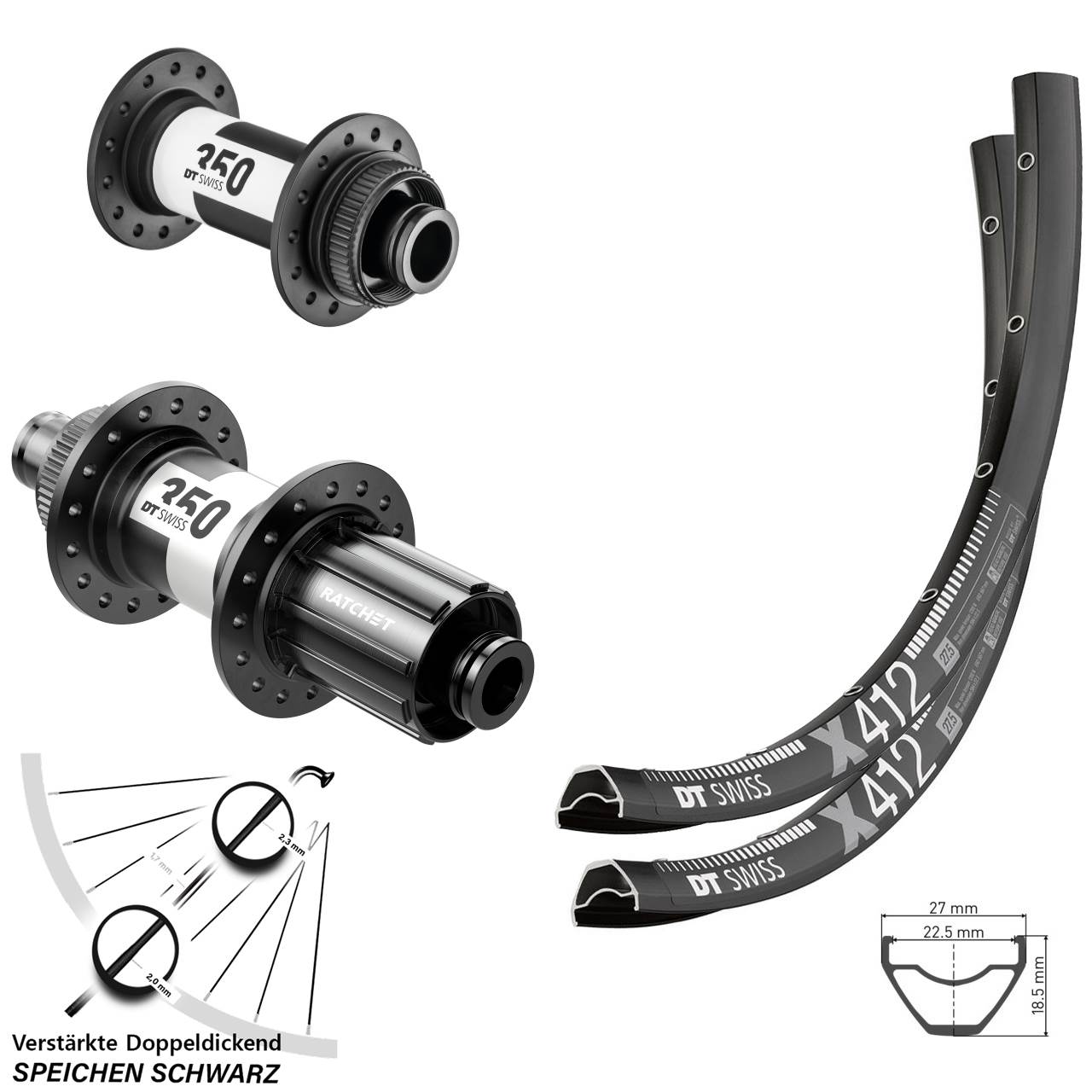 Centerlock Laufradsatz 29 Zoll DT Swiss X 412-350 8-11 fach 15x100 12x142