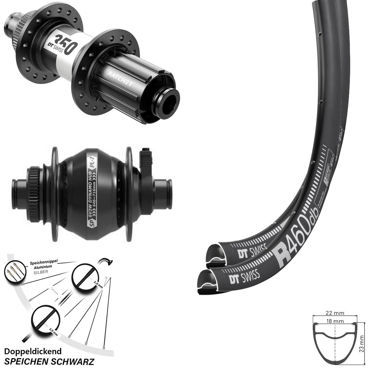 Laufradsatz 28 Zoll DT Swiss R 460-350 SP PL-7 11-12 fach HG 12x100/142