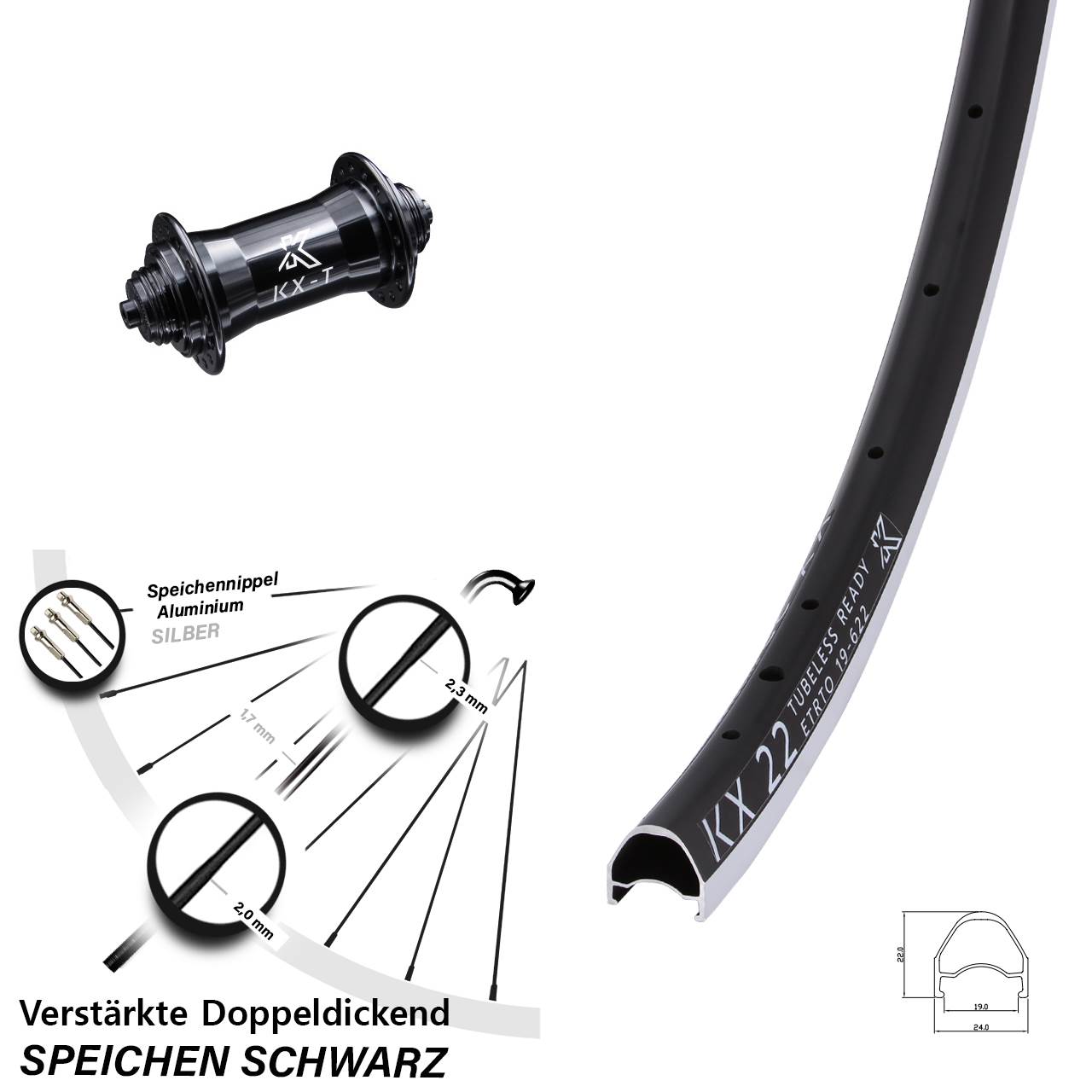 Vorderrad für Schnellspanner 28 Zoll KX-T22