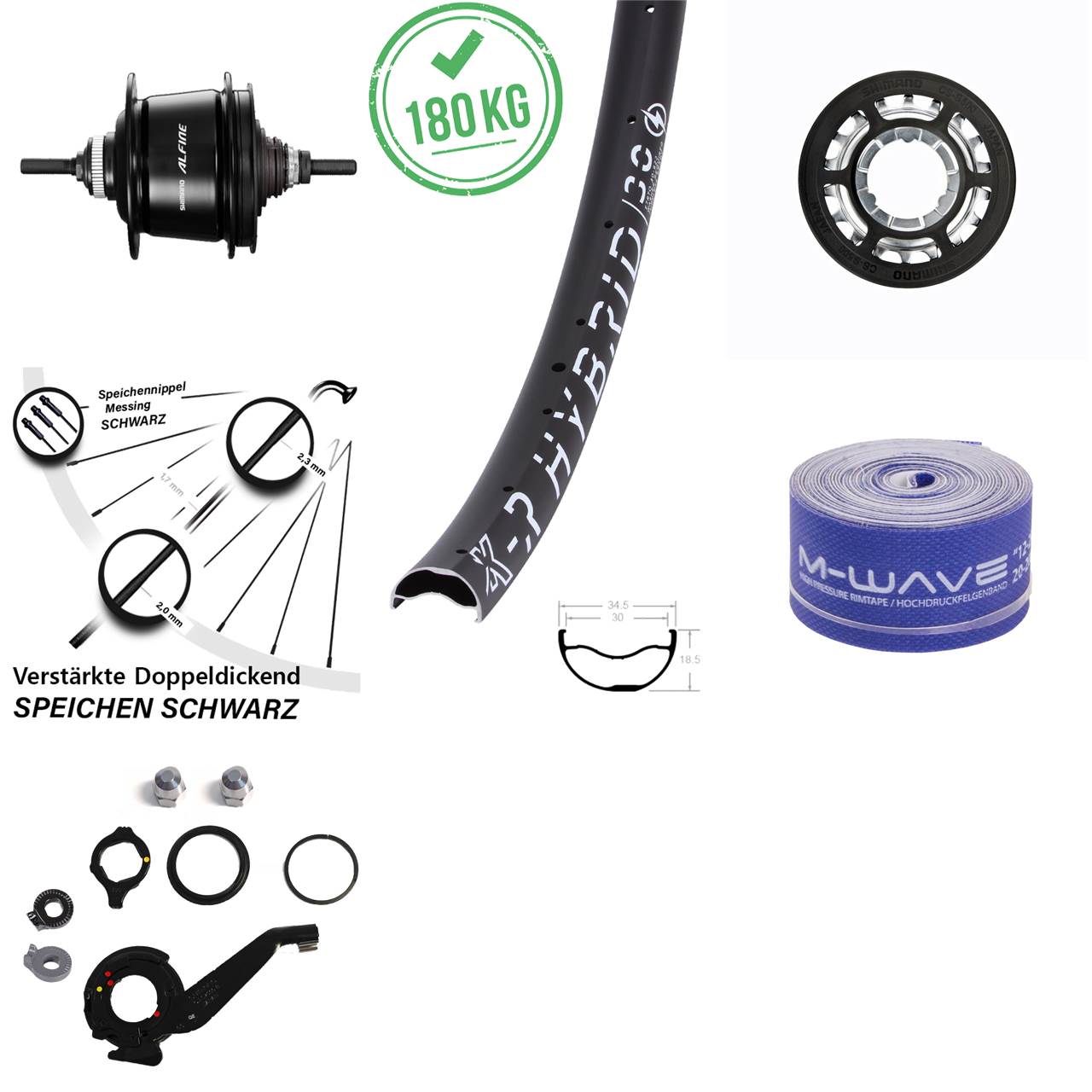 29 Zoll Hinterrad Shimano Alfine 8 Gang Centerlock KX-R Hybrid 30