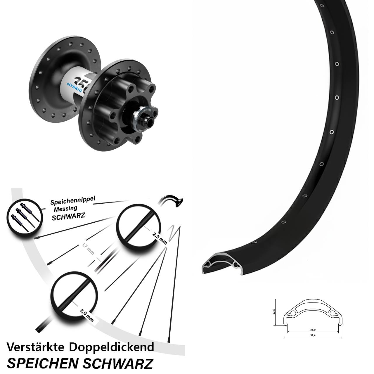Vorderrad für Schnellspanner 29 Zoll Ryde Disc 35 DT Swiss Hybrid 350