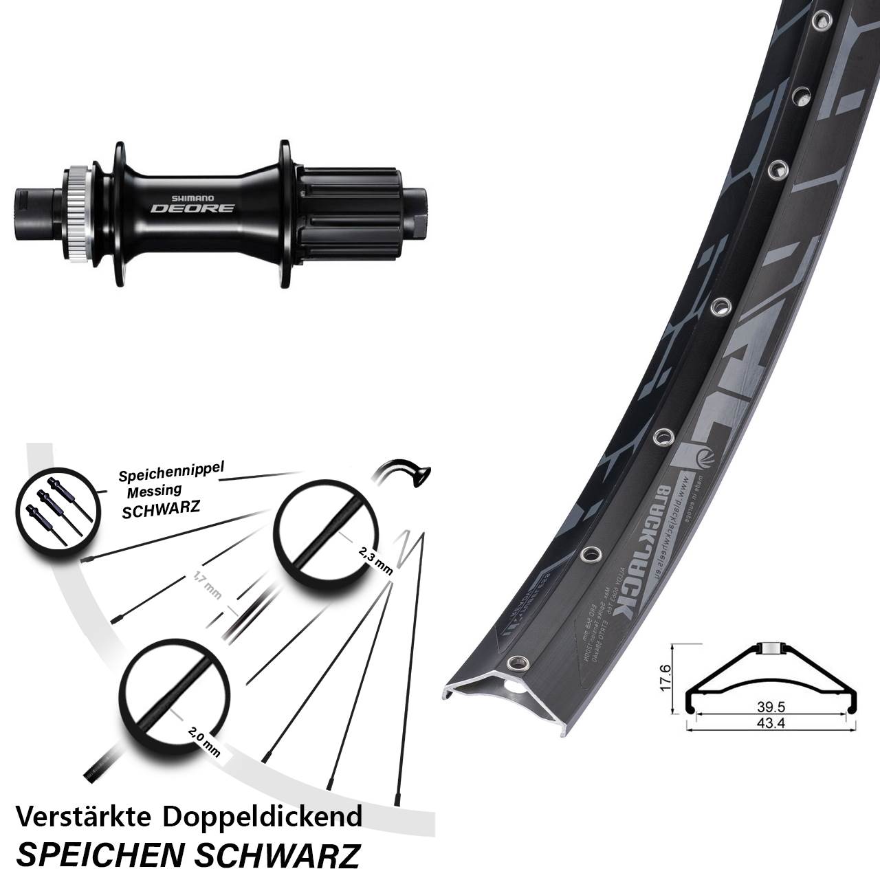 Rodi Ready 40 Shimano Deore 27,5 Zoll Disc Hinterrad 12x148 8-11 fach