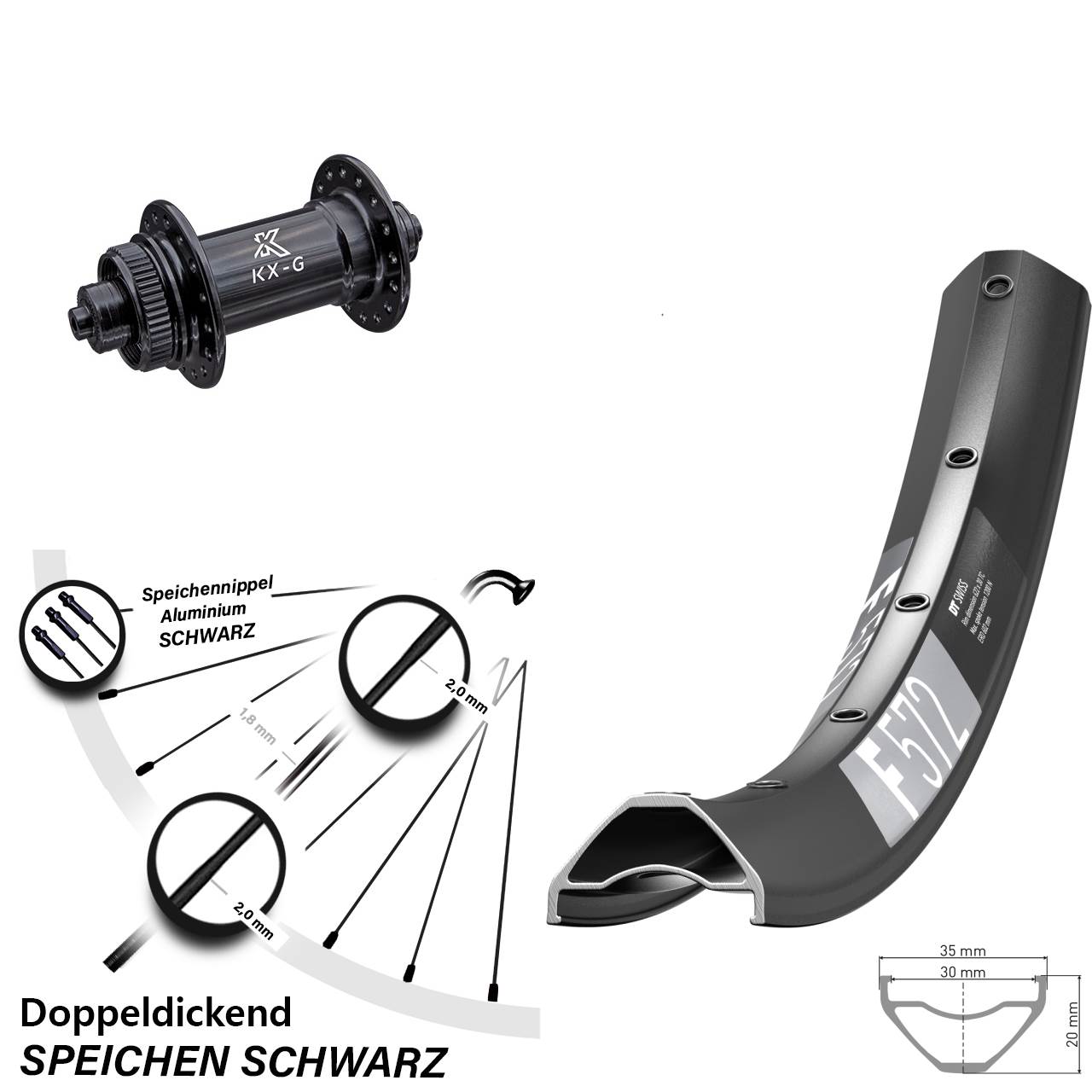 Disc Laufrad 27,5 Zoll DT Swiss F572 KX-G QR