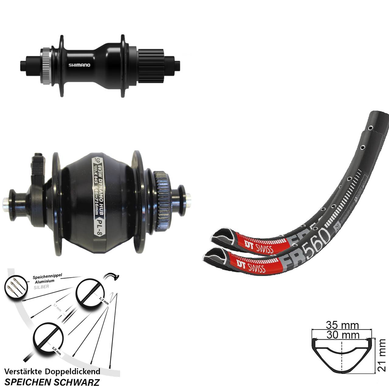 26 Zoll DT Swiss FR 560 Shimano FH-QC500 Shutter PL-8 Laufradsatz Disc QR Micro Spline
