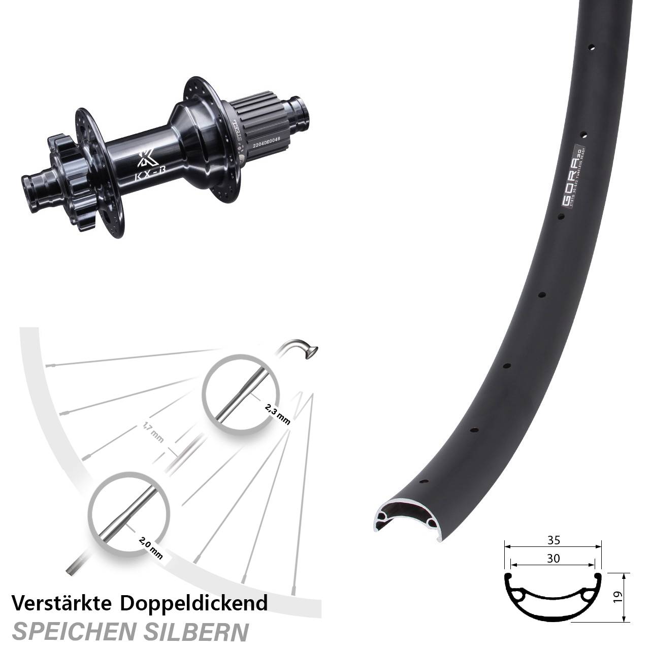 Gora 30 KX-Boost Stahl Freilauf 29 Zoll Disc Laufrad 12x148 Boost Micro Spline