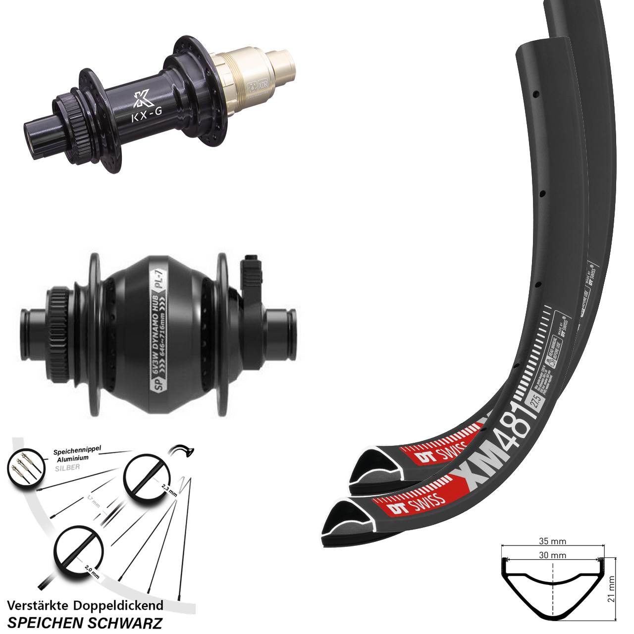 DT Swiss XM 481 KX-G SP PL-7 27,5 Zoll Disc Laufradsatz 12x100/142 XDR 11-12 fach