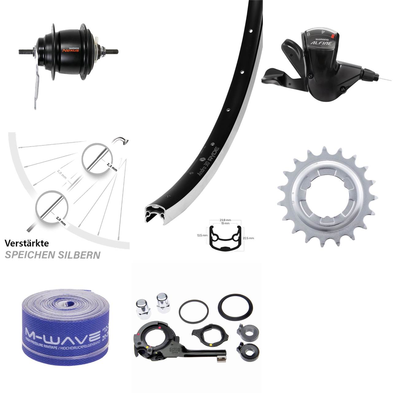 Hinterrad 28 Zoll Ryde Andra 30 Shimano SG-C6001-8C Nexus 8 Gang Rücktritt