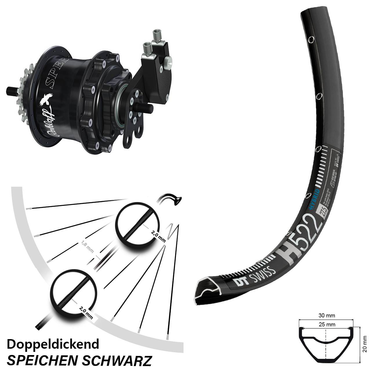 DT Swiss H 522 Rohloff Speedhub TS DB 28 Zoll Disc Hinterrrad
