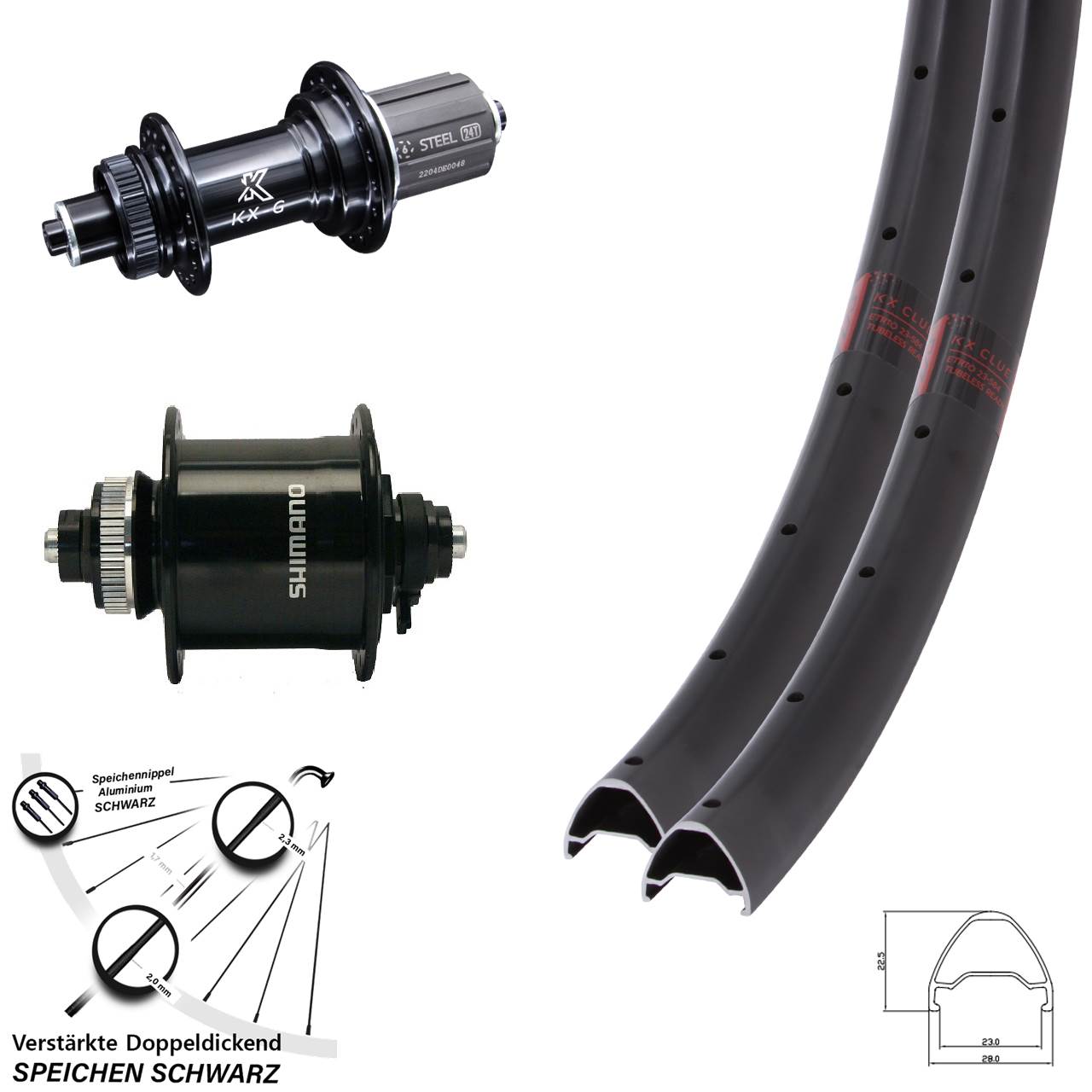 Centerlock 650B Laufradsatz KX-GS Clue verstärkt Shimano DH-UR700-3D 8-12 fach QR