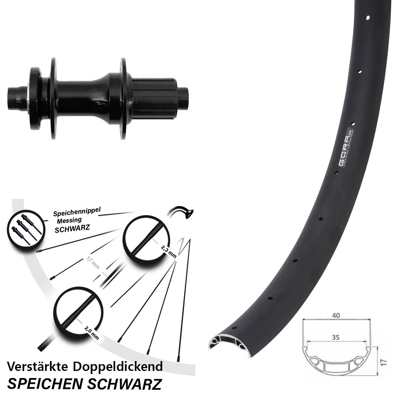 Gora 35 Fastace 27,5 Zoll Hinterrad 12x148 Boost 6-Loch 8-12 fach HG