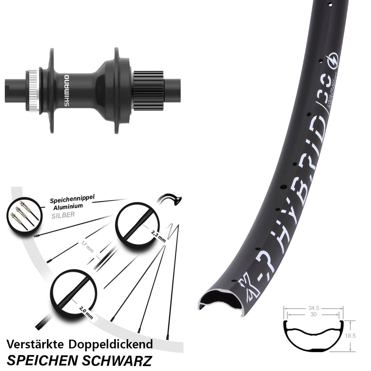 Centerlock Hinterrad 29 Zoll KX-R Hybrid 30 FH-MT410 Micro Spline 12x142