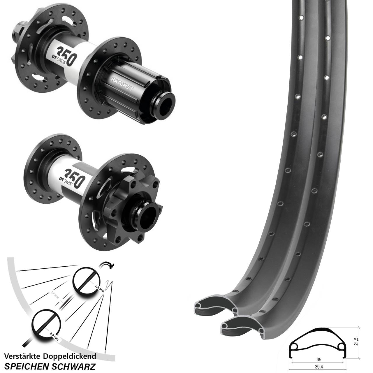 Ambrosio E35 DT Swiss 350 29 Zoll Disc Laufradsatz 15x110 12x148 Boost 8-11 fach HG