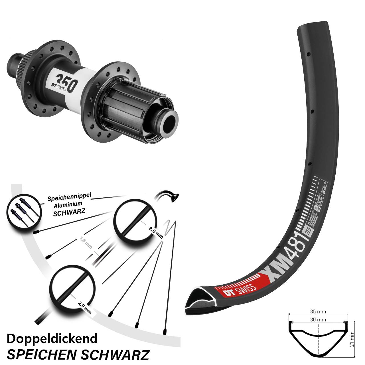 27,5 Zoll DT Swiss XM 481 Hinterrad 350 Centerlock 8-11 fach 12x148
