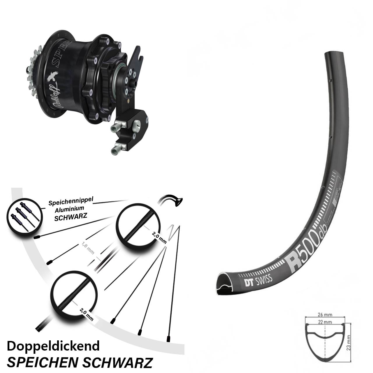 28 Zoll DT Swiss R 500 Rohloff Speedhub CC DB OEM2 Tandem