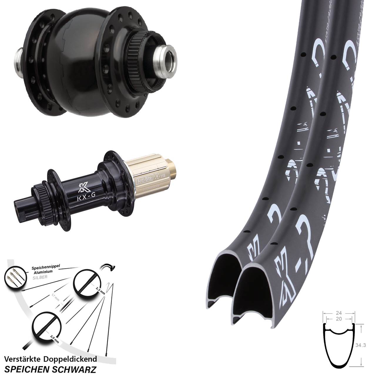 KX-G-R Road SON 28-29 Zoll Centerlock Laufradsatz 12x100/142 8-12 fach HG