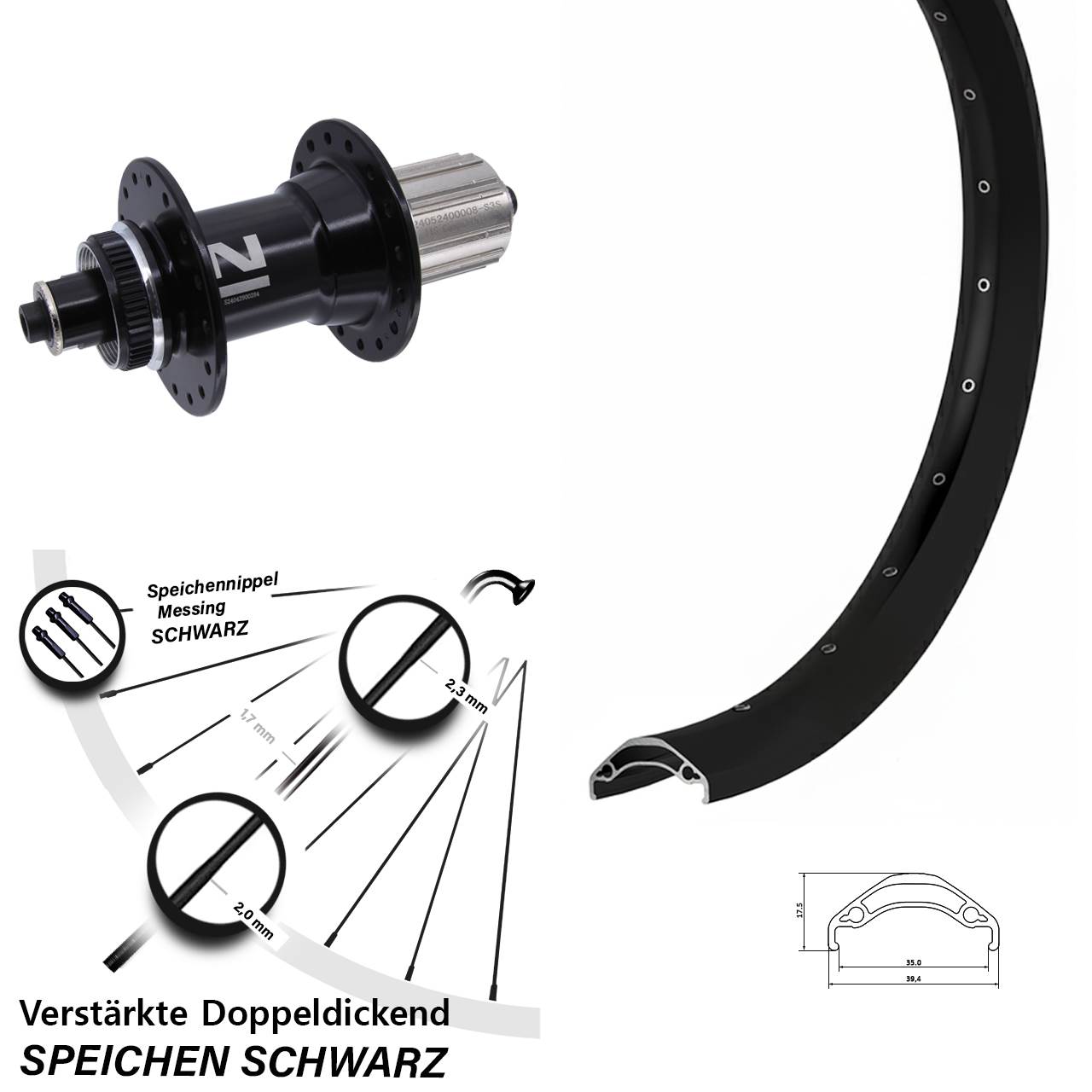 Ryde Disc 35 Novatec D042SB 29 Zoll Hinterrad Centerlock für Schnellspanner 8-12 fach HG