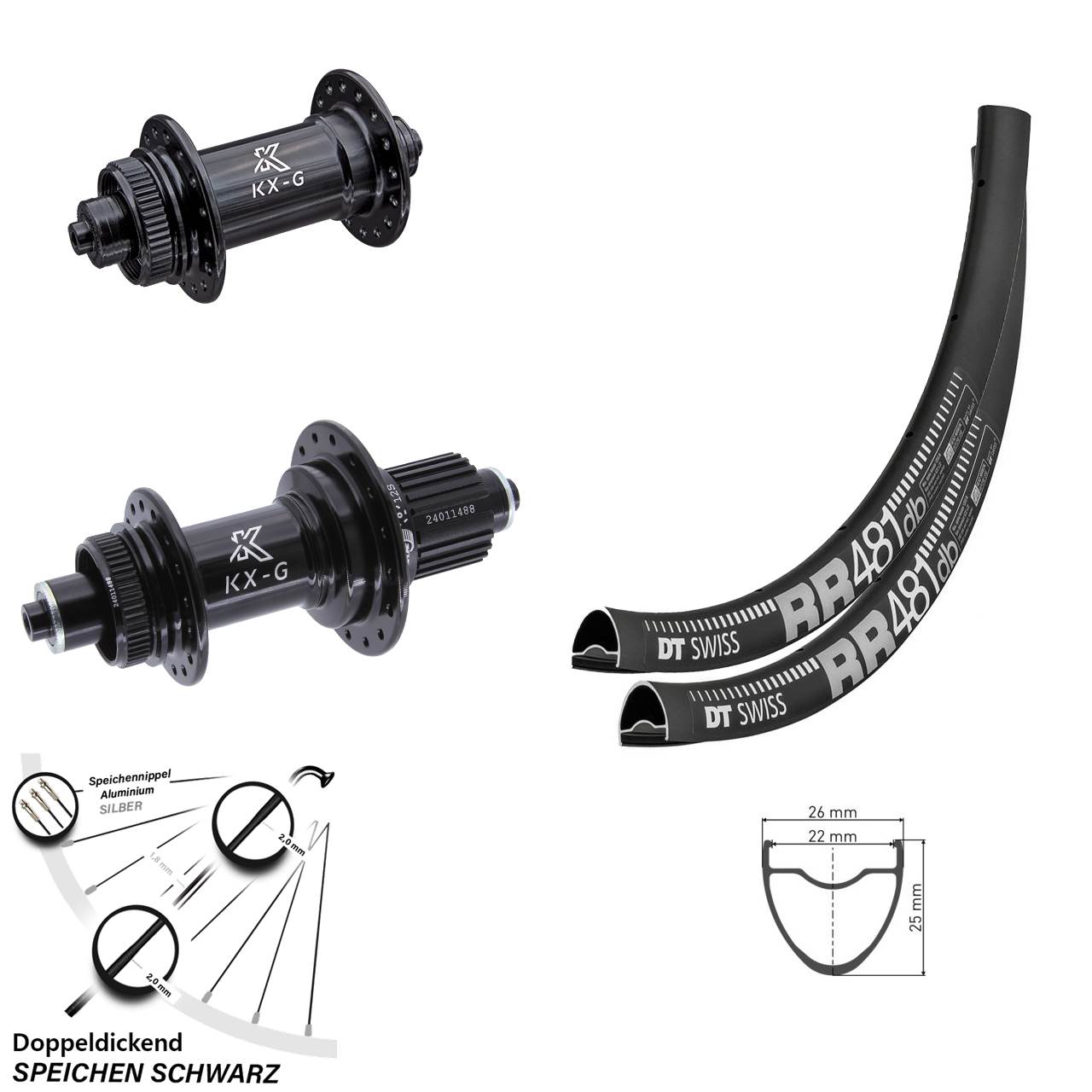 28 Zoll DT Swiss RR481 KX-G Laufradsatz Centerlock QR Shimano Micro Spline