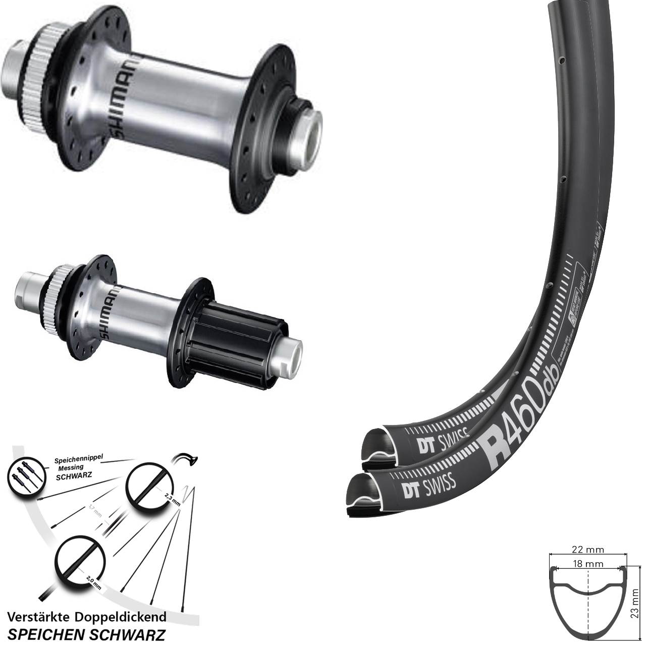 28 Zoll DT Swiss R460 Shimano FH-RS770 HB-RS770 Disc Laufradsatz 12x100/142 8-12 fach