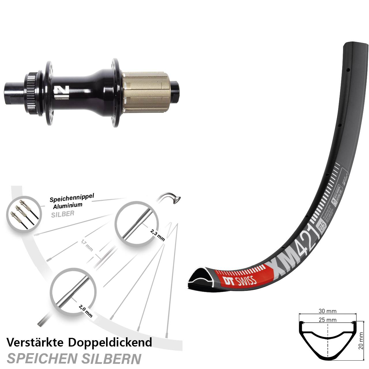 29 Zoll DT Swiss XM421 Novatec D792SB Disc Laufrad 12x142 8-12 fach