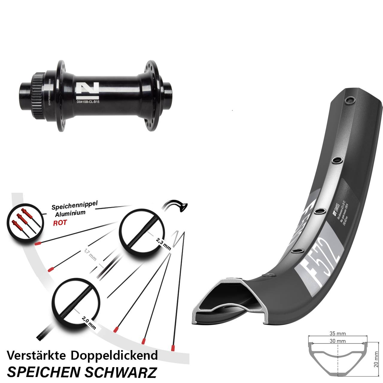 Boost Centerlock Vorderrad 15x110 29 Zoll DT Swiss F 572 Novatec D041SB