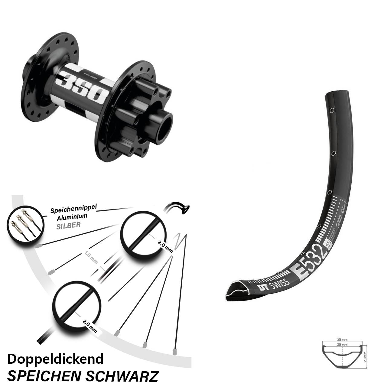 Boost 6-Loch Vorderrad 15x110 29 Zoll DT Swiss E 532-350
