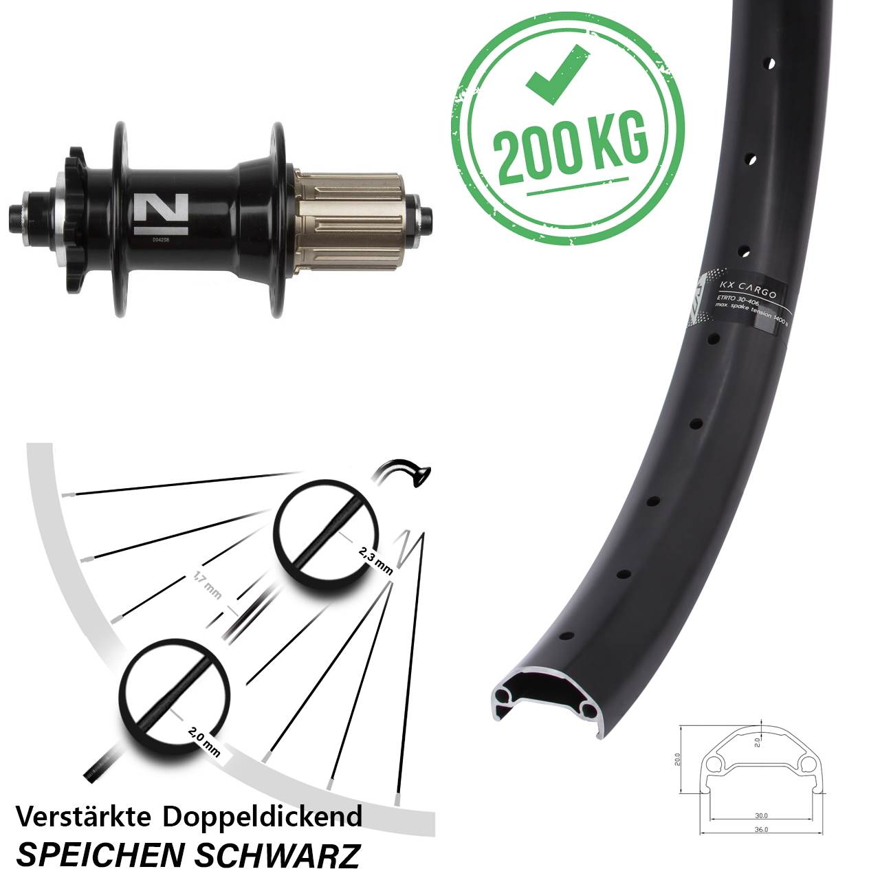 29 Zoll Hinterrad 6-Loch Disc KX Cargo Novatec D-042 SB 8-11 fach für Schnellspanner