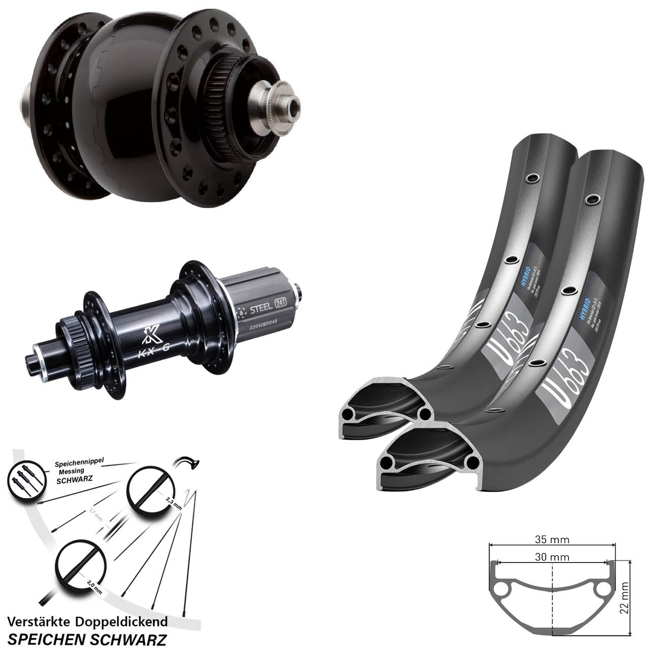 20 Zoll DT Swiss U663 KX-GS verstärkt SON 28 Laufradsatz Centerlock QR 8-12 fach HG