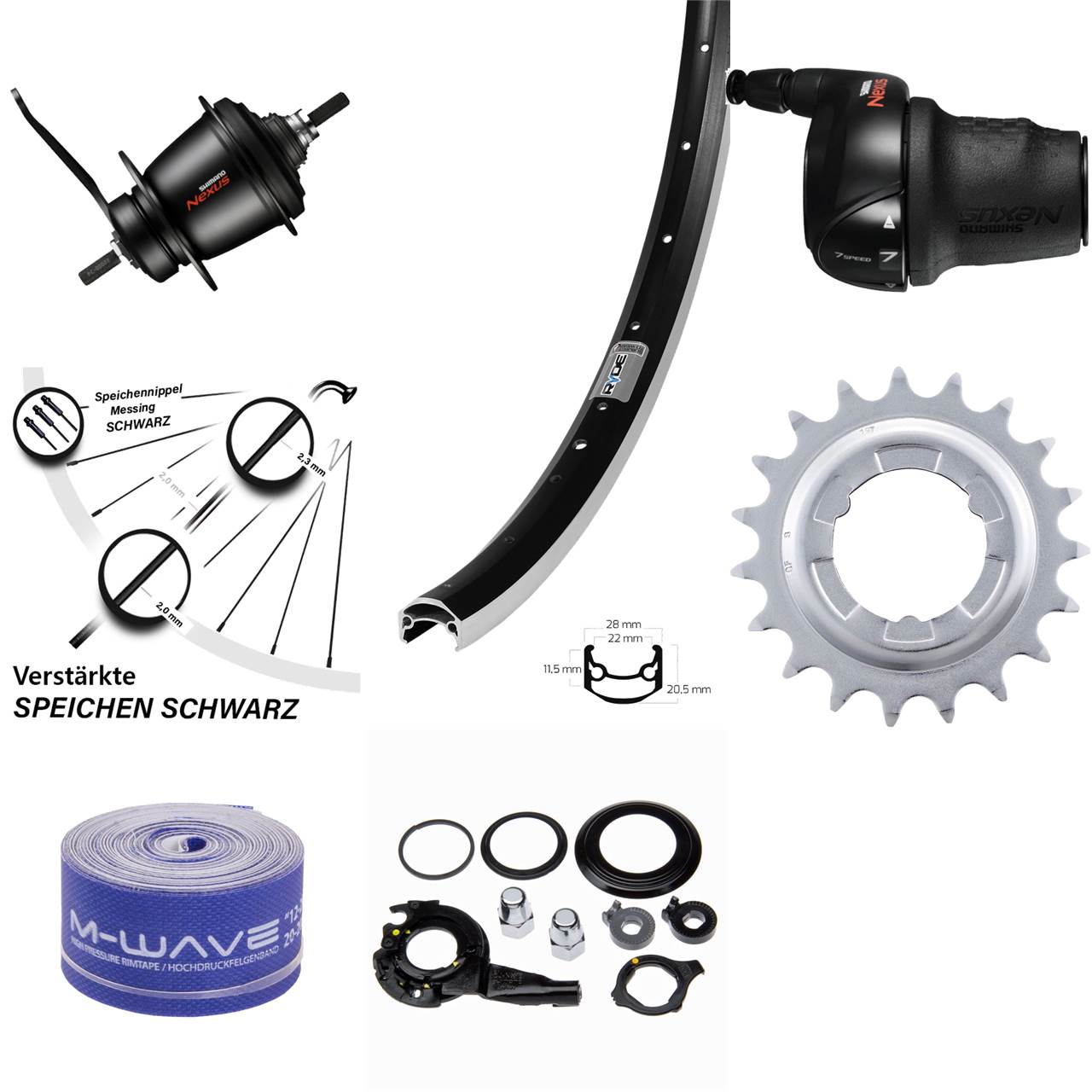 27,5 Zoll Hinterrad Ryde Andra 35 Shimano Nexus SG-C3001 7 Gang Rücktritt schwarz