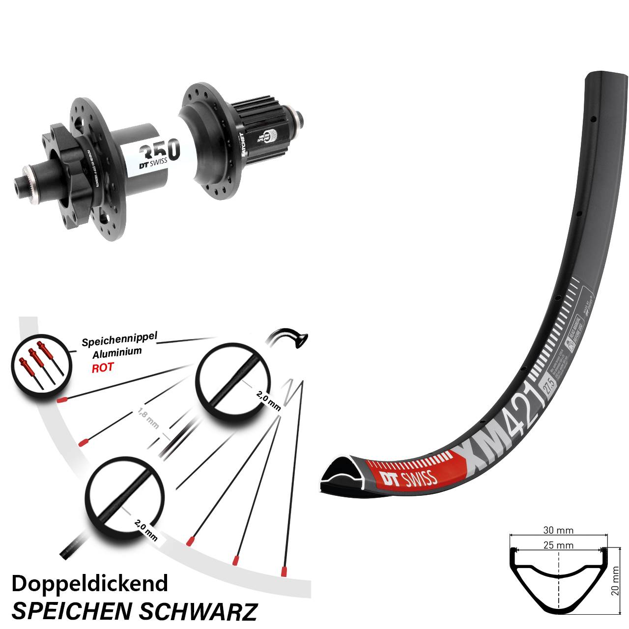 650B DT Swiss XM 421 350 Boost Disc Hinterrad QR Shimano Micro Spline