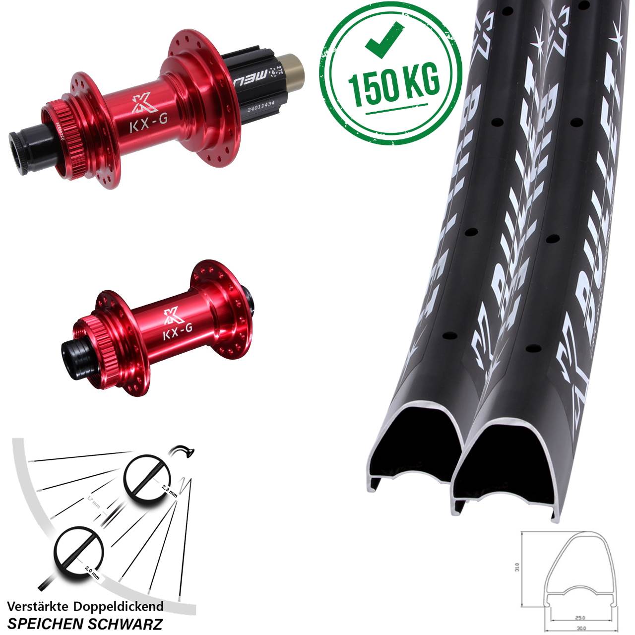 Disc Laufrad-Satz 28-29 Zoll KX-G Bullet OS rot Campa N3W 15x100 12x142