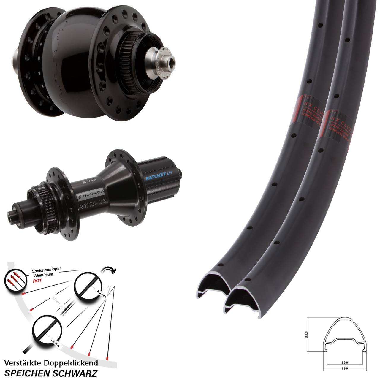 Disc Laufradsatz für Schnellspanner KX Clue DT Swiss 370 Hybrid SON 28 Zoll 8-11 fach