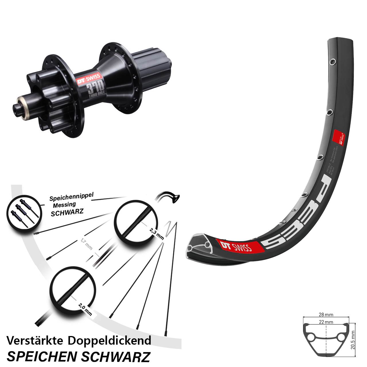27,5 Zoll DT Swiss 533d DT Swiss 370 Disc Hinterrad QR 8-11 fach HG