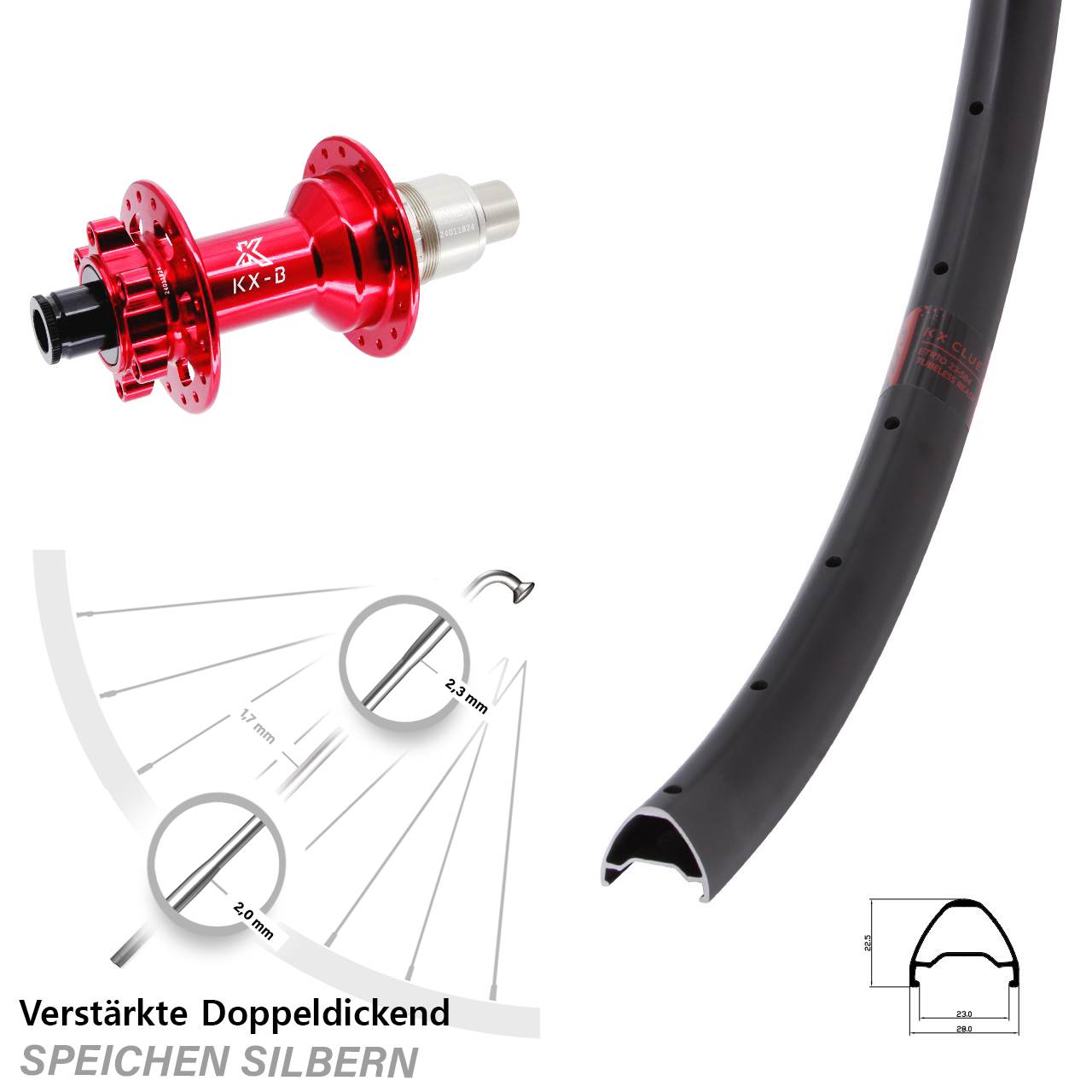 Disc Hinterrad 28-29 Zoll KX-B Clue rot XD 11-12 fach 12x148