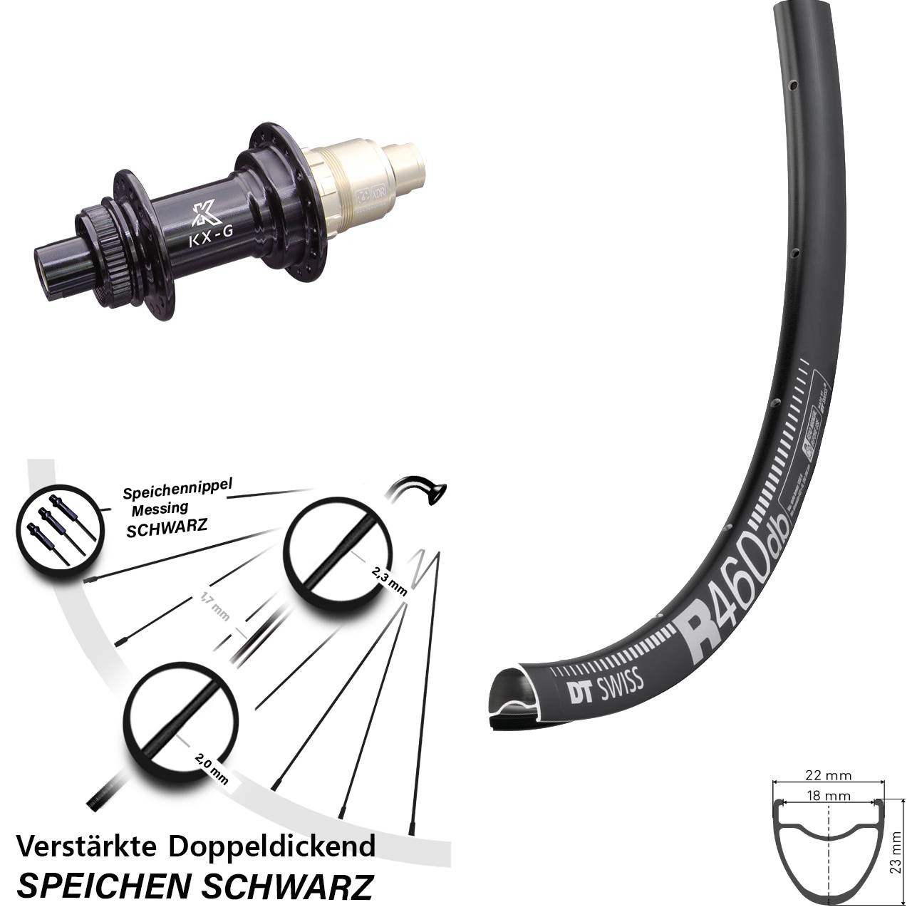 Hinterrad Centerlock 12x142 28 Zoll DT Swiss R 460 KX-G XDR