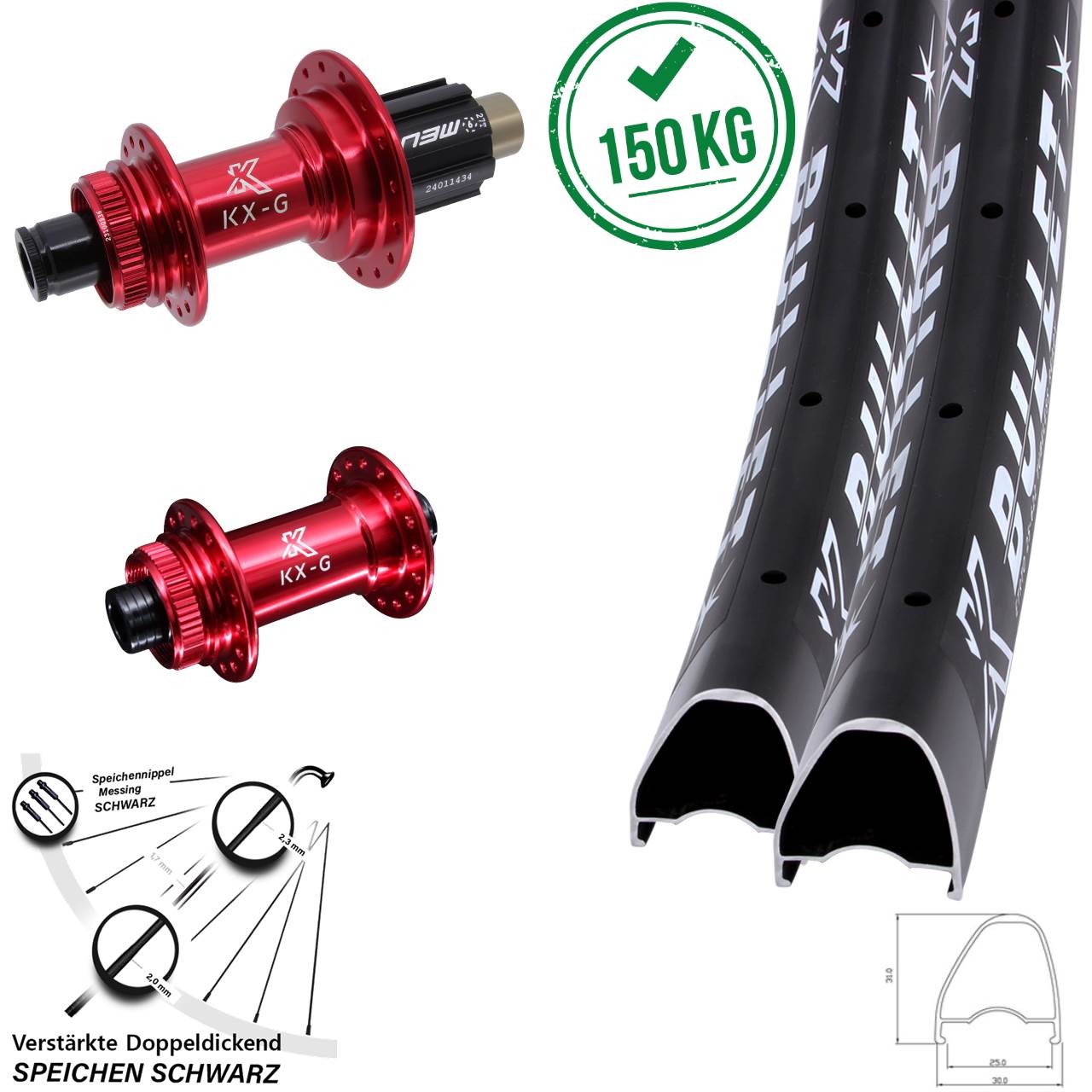 Disc Laufrad-Satz 28-29 Zoll KX-G Bullet OS rot Campa N3W 15x100 12x142