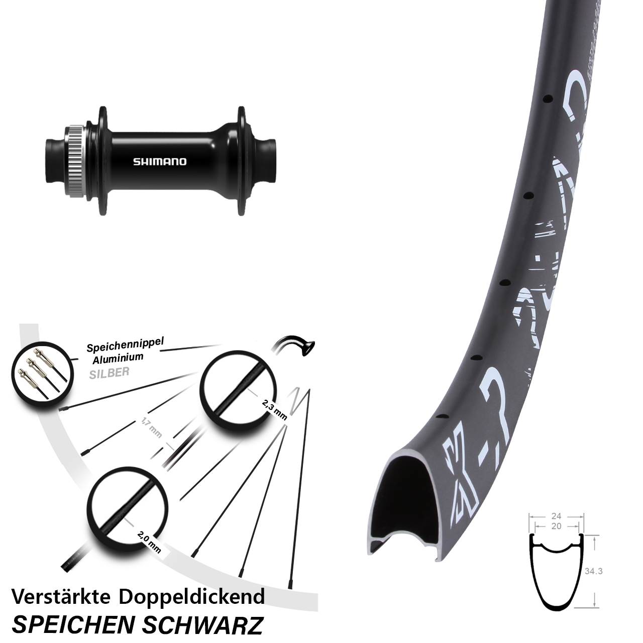 Centerlock Vorderrad 28-29 Zoll KX-R Road Shimano HB-TC500 15x100