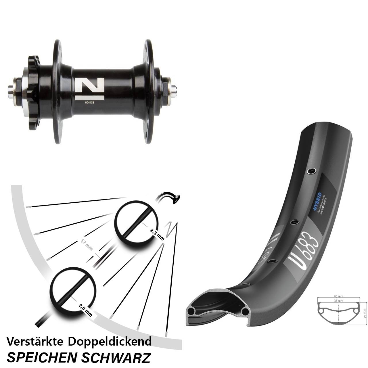Vorderrad 6-Loch QR 27,5 Zoll DT Swiss U683 Novatec D041