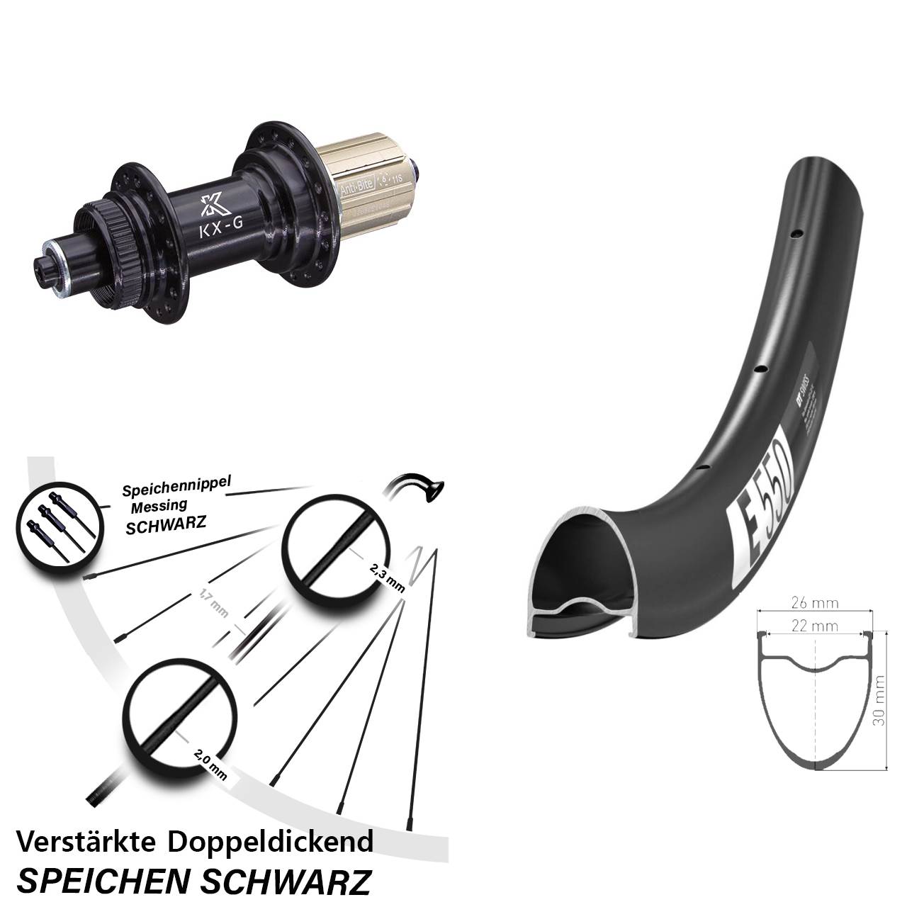 Hinterrad Centerlock QR 28 Zoll DT Swiss E550 KX-G 8-12 fach HG